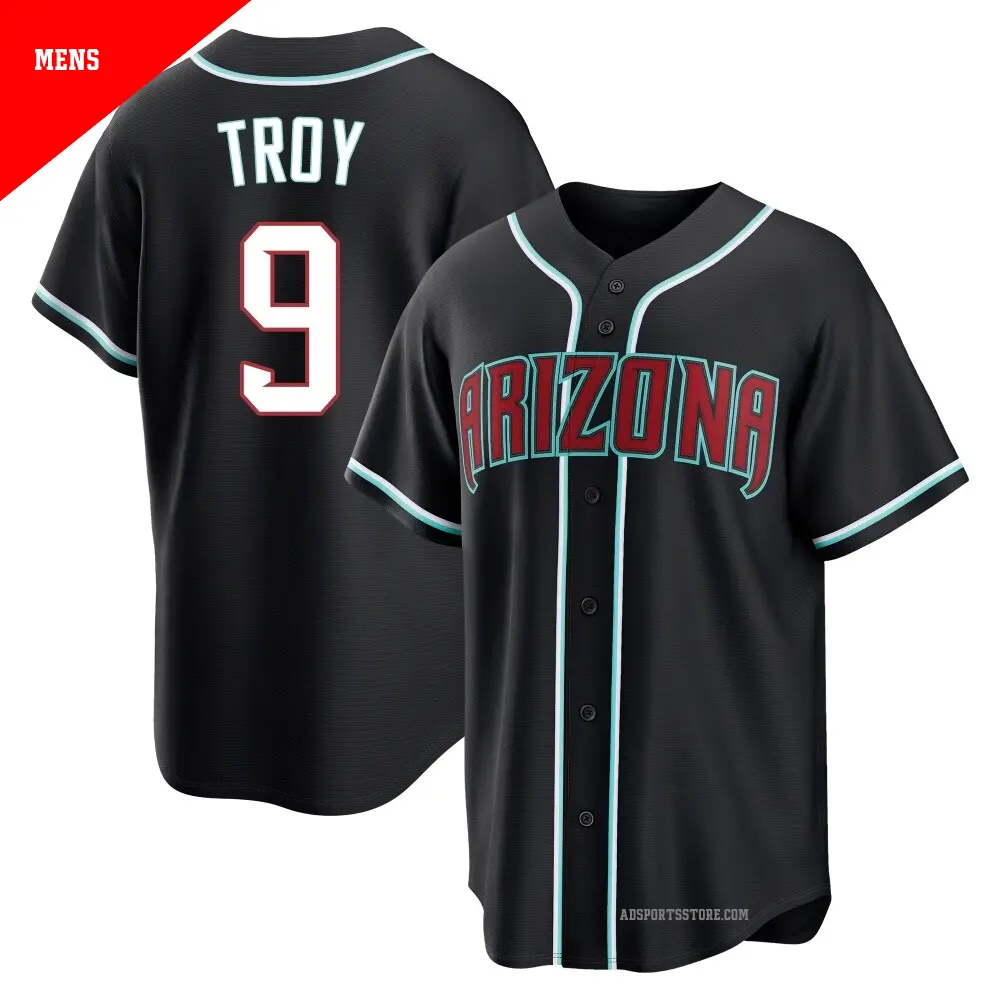 Men's ＃9 Tommy Troy Arizona Diamondbacks Black Replica Fashion Out Jersey
